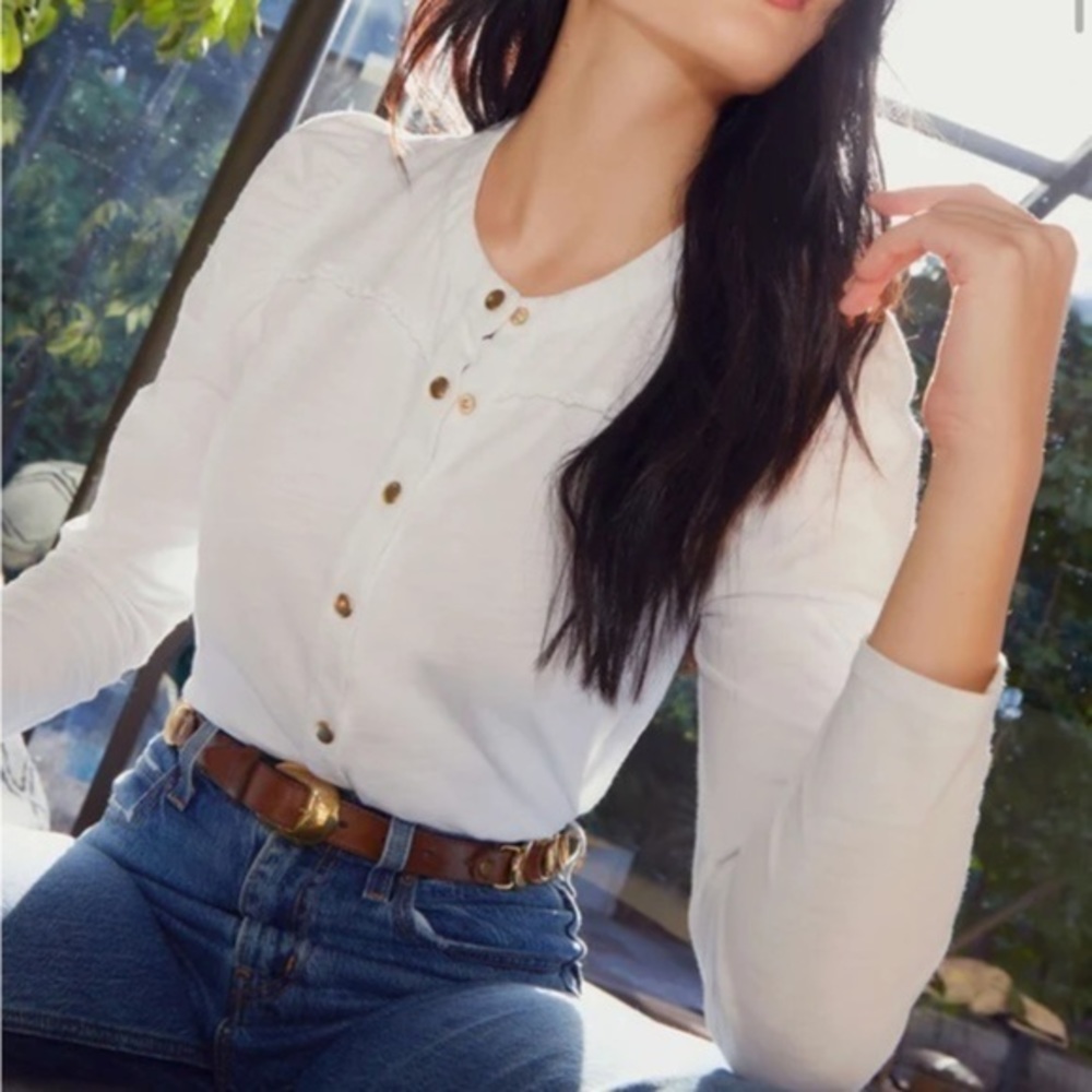 Nation LTD JUNIPER TOP White Button Down Office Business Casual Designer Size XL